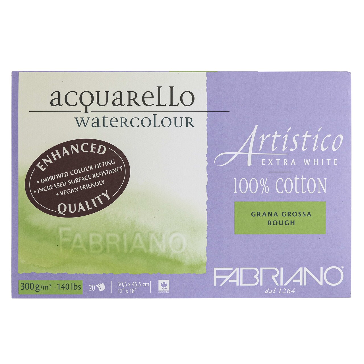 Fabriano Artistico Extra White Watercolor Block, 140 lb./300 gsm